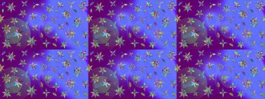 Mor ve mor renklere karalamalar çizilmiş çiçek deseni. Raster illüstrasyonu.