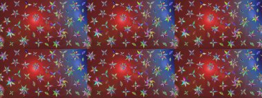 Küçük çiçekli yay deseni çiz. Raster illüstrasyonu. Suluboya tarzında kahverengi ve kırmızı renkler üzerine.