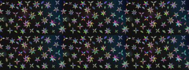 Şirin çiçek elementleri. Gri ve mavi renkte çiçekler. Raster illüstrasyonu. Çizim.