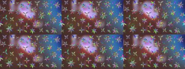 Raster Illustrasyon 'daki Çiçek Deseni' nin son moda çizimi. Kahverengi ve mavi renkli çiçekler. Renkli Yaz Temalı eskiz kalıbı. Düz Çiçek Elementleri Tasarımı.