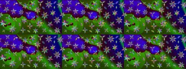 Çiçek ve yapraklı karalama şeklinde Raster çiçek deseni. Yumuşak, bahar çiçekleri yeşil ve mavi renklerde. Raster illüstrasyonu.