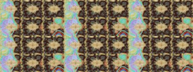 Raster illüstrasyonu. Kahverengi renkli ve altın elementli klasik eskiz deseni.