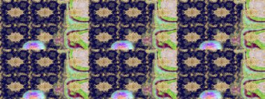 Altın karalama fantezi yapraklarından ve mavi renkli çiçeklerden Raster soyut çiçek çelengi. El yapımı dekoratif çerçeve, albüm kapağı, tebrik kartı, klasik Art deco tarzı.