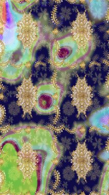 Tasarım şablonu için çizgi çizimi sınırı. Davetiyeler, kartlar, web sayfası için Raster illüstrasyon. Altın desenli çiçek dekoru. Tarafsız renklerde altın element. Doğu tarzı ögesi.