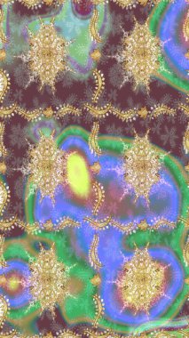 Tekrarlayan ögelerle soyut arkaplan çiz. Kahverengi ve altın desenli. Zarif raster klasik desen.