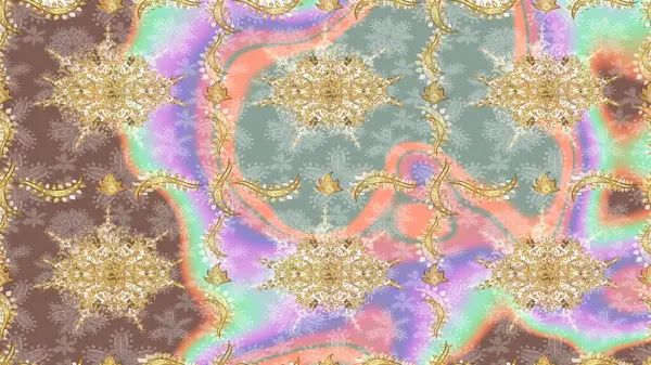 Çizim altın desenli bukleler. Tarafsız renklerde çizim kalıbı. Raster Golden eskiz kalıbı. Doğu tarzında altın elementler arabesk.