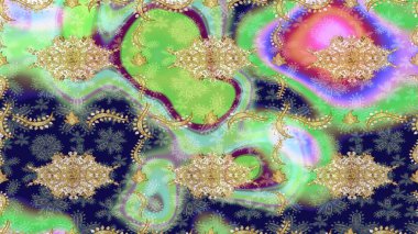 Geleneksel oryantasyon süsü. Klasik Raster çizimi. Tarafsız ve altın desenli. Klasik vintage arkaplan.