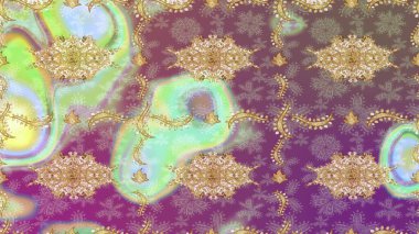 Klasik Raster altın desenini çiz. Geleneksel oryantasyon süsü. Tarafsız renklerde altın elementlerle çizim. Klasik vintage arkaplan.