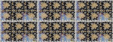 Doku arka planında altın duvar kâğıdı. Damask kusursuz yinelenen arkaplan. Gri renklerdeki altın element. Barok tarzında altın çiçekli süs..