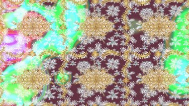 Klasik Raster altın desenini çiz. Altın elementlerle nötr renklerde altın desen. Klasik klasik klasik arka plan. Geleneksel oryantasyon süsü.