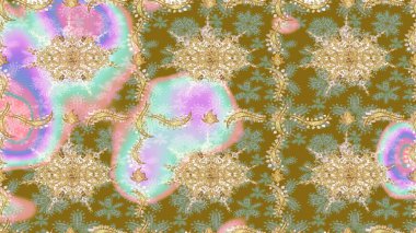 Tarafsız renklerde ve altın elementlerle geleneksel klasik altın raster deseni. Barok tarzında eskiz doğulu süsü..