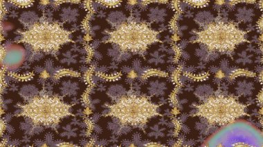 Kahverengi renklerde altın desenler ve altın elementler. Raster Golden eskiz kalıbı. Düz elle çizilmiş klasik koleksiyon. Arkaplan, kumaş, altın duvar kağıdı.