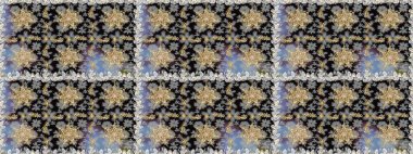 Doku arka planında altın duvar kâğıdı. Damask kusursuz yinelenen arkaplan. Gri renklerdeki altın element. Barok tarzında altın çiçekli süs..