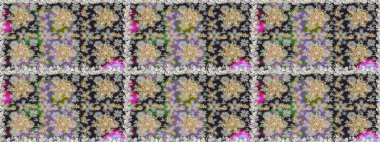 Damask arkaplanı tekerrür ediyor. Barok tarzında altın çiçek süsü. Antika altın tekrarlanabilir duvar kağıdı. Gri renklerdeki altın element.