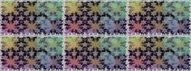 Kına dövmeli süs çiçekleri, altın çıkartmalar, mehndi ve yoga tasarımı, kartlar ve parmak izleri. Raster Golden Mehndi kusursuz desen. Gri renklerde desen.