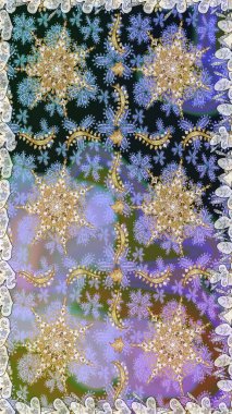 Doğu tarzı arabesk. Kusursuz altın desenli bukleler. Altın elementli gri renkler. Raster illüstrasyonu. Raster altın desen.