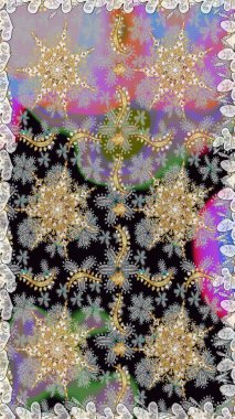 Doku arka planında altın duvar kâğıdı. Gri renklerdeki altın element. Barok tarzında altın çiçekli süs. Damask kusursuz yinelenen arkaplan.