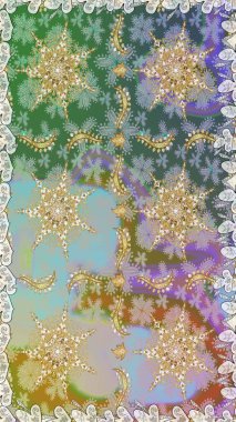 Tarafsız renklerde altın elementler. Çiçek deseni. Kusursuz raster arka plan. Şık bir grafik desen. Duvar kâğıdı barok, İspanyol kumaşı.