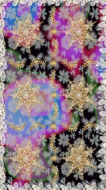 Gri renklerde, altın elementlerle kusursuz desen. Kusursuz altın desen. Raster doğulu süsü.