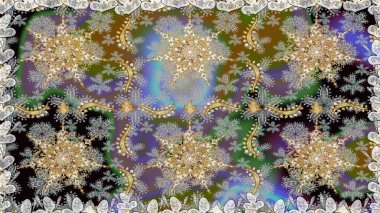 Barok tarzında kusursuz bir doğulu süsü. Gri renkli ve altın elementli geleneksel klasik altın sarısı desen.