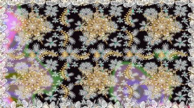 Raster altın desen. Doğulu stil, altın elementli gri renkli altın desenli arabesk yapar. Kusursuz kıvırcık saçlar..