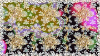 Altın elementli gri renkli raster. Tasarım için Damask.