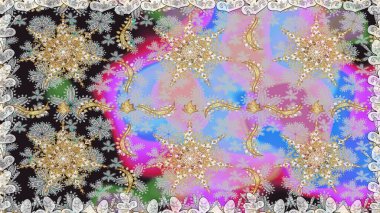 Tarafsız renklerde, altın elementlerle kusursuz desen. Geleneksel oryantasyon süsü. Klasik klasik klasik arka plan. Klasik raster altın pürüzsüz desen.