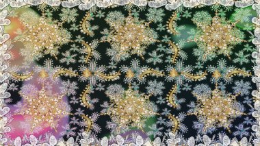 Gri renklerdeki altın elementler. Duvar kâğıdı barok, İspanyol kumaşı. Çiçek deseni. Şık bir grafik desen. Kusursuz raster arkaplanı.