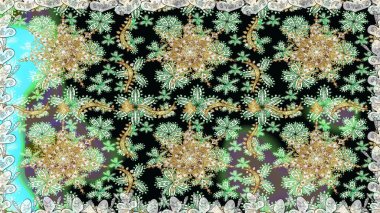 Tarafsız renklerde altın element. Damask kusursuz yinelenen arkaplan. Barok tarzında altın çiçekli süs. Doku arkaplanı üzerine altın duvar kağıdı.