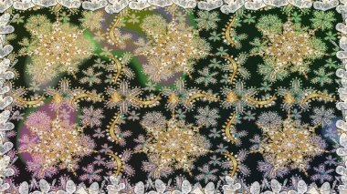 Geleneksel raster ve altın desen. Damask pürüzsüz süsü. Gri renkler üzerinde klasik oryantal desen.