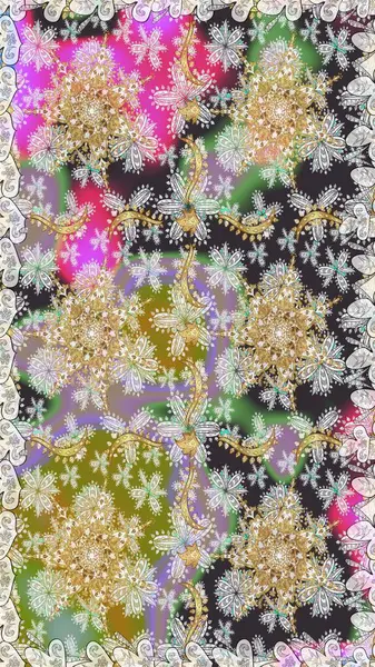 Antika altın tekrarlanabilir duvar kağıdı. Barok tarzında altın çiçekli süs. Gri renklerdeki altın element. Damask pürüzsüz tekrarlama deseni.