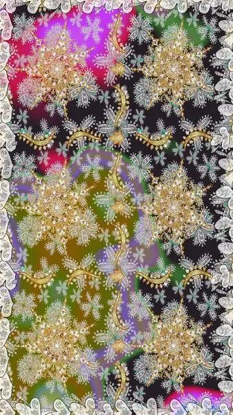 Gri renklerdeki altın element. Süslü raster dekorasyonu. Lüks, kraliyet ve Viktorya dönemi konsepti. Klasik barok çiçekli desenli altın renginde gri renkte..