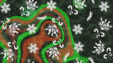 Yeşil ve gri renkli çiçekler. Raster illüstrasyonu. Çizim çiçek deseni duvar kağıdı için kullanılabilir.