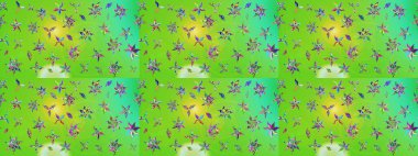 Küçük çiçekte güzel bir desen. Moda baskıları için zarif bir şablon. Küçük renkli çiçekler. Robot resim. Çiçekli bahar çiçekleri. Motley illüstrasyonu.