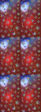 El çizimi çiçek unsurları olan soyut çizim raster deseni. 1950-1960 motifleri. Kahverengi ve kırmızı kahverengi ve kırmızıya. Retro tekstil tasarım koleksiyonu. Çiçekli ipek eşarp..