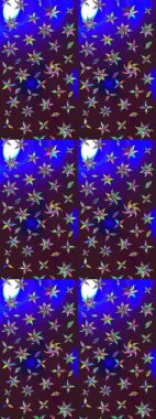 Düz Çiçek Elementleri Tasarımı. Renkli Bahar Teması eskiz kalıbı. Kahverengi ve mavi renkte zarif çiçekli suluboya. Raster illüstrasyonu.