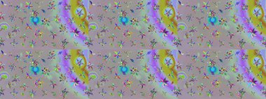 Düz Çiçek Elementleri Tasarımı. Gri ve nötr renkte çiçekler. Sevimli çiçek raster deseni. Renkli Yaz Teması çizim şablonu.