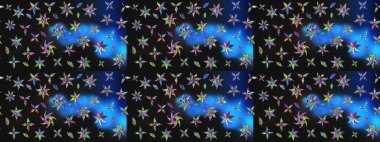 Çiçekli karalama şeklinde Raster çiçek deseni. Yumuşak, bahar çiçekli arka plan. Gri ve mavi renkte çiçekler.