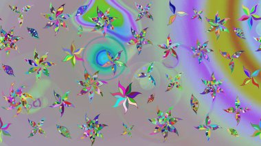 Küçük çiçekli yay deseni çiz. Suluboya stilinde gri ve nötr renklerde. Raster illüstrasyonu.