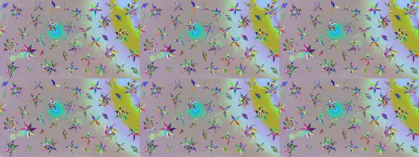 Küçük çiçekteki sevimli çiçek deseni. Robot resim. Raster illüstrasyonu.