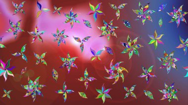 Renkli Bahar Teması eskiz kalıbı. Düz Çiçek Elementleri Tasarımı. Taslak desenli, modaya uygun kumaş deseni. Şirin çiçek elementleri. Raster illüstrasyonu.