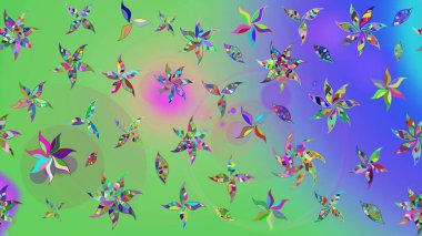 Çiçek deseni. Raster illüstrasyonu. Renkli Bahar Teması eskiz kalıbı. Düz Çiçek Elementleri Tasarımı. Chichi kumaş deseni çiz.