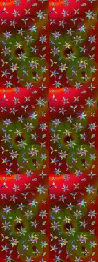 Arkaplan dokusu, duvar kağıdı, kırmızı ve kahverengi renkli çiçek teması. Soyut etnik raster çizim kalıbı. Kabile sanatı boho baskısı, klasik çiçek arkaplanı.