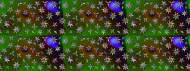 Raster illüstrasyonu. Yeşil ve kahverengi renklerde. Çiçek buketleriyle klasik tarzda eskiz deseni.