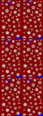 Çiçekli ipek eşarp. Retro tekstil tasarım koleksiyonu. El çizimi çiçek unsurları olan soyut çizim raster deseni. Kırmızı ve nötr kırmızı ve nötr. 1950 'ler-1960' lar motifleri.