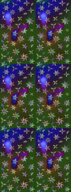 Moda baskıları için zarif bir şablon. Halk tarzı. Modern çiçek arkaplanı. Parlak renkli çiçekleri ve yeşil ve mavi renkte yaprakları olan muhteşem bir çiçek deseni..