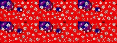 Raster Çiçek İllüstrasyonu güzel tekstil. Kırmızı ve nötr renklerdeki etnik çiçeklerle zarif bir eskiz..