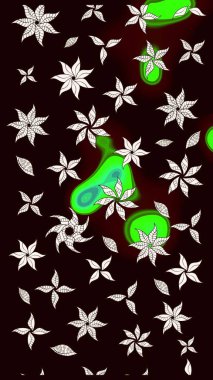 Halk tarzı. Moda baskıları için zarif bir şablon. Parlak renkli çiçekleri olan ve siyah ve nötr renklerde yaprakları olan harika bir çiçek deseni. Modern çiçek arkaplanı.