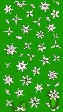 El yapımı çiçek ve bitki koleksiyonu. Raster illüstrasyonu. Şirin karalamalı çiçek desenli çizim. Raster illüstrasyonu. Çizim biçimi yeşil ve nötr renklerde.