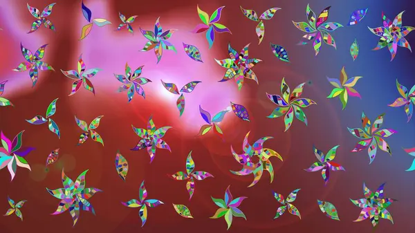 Renkli Bahar Teması eskiz kalıbı. Düz Çiçek Elementleri Tasarımı. Taslak desenli, modaya uygun kumaş deseni. Şirin çiçek elementleri. Raster illüstrasyonu.